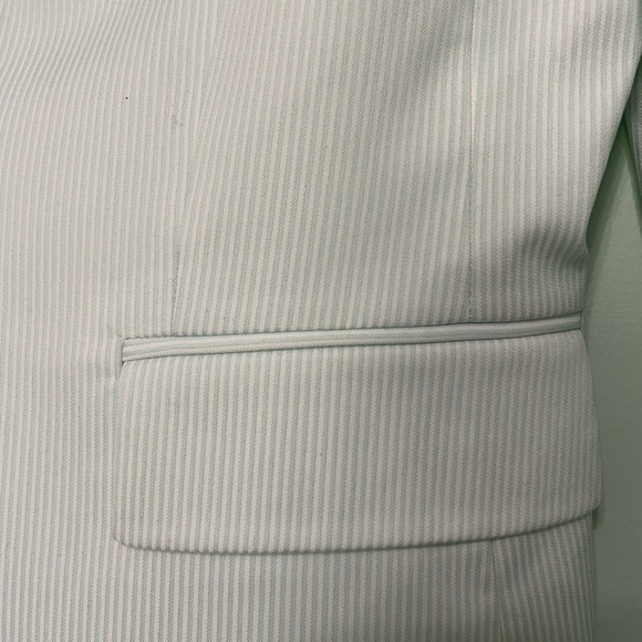 Beautiful (like new) Tahari 1 button blazer very light (mintish) green and white - Picture 10 of 12